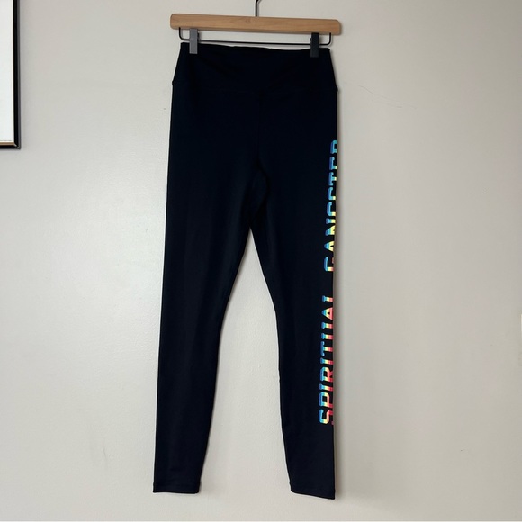 Spiritual Gangster Pants - Spiritual Gangster Black Rainbow Logo High Waist Leggings Medium